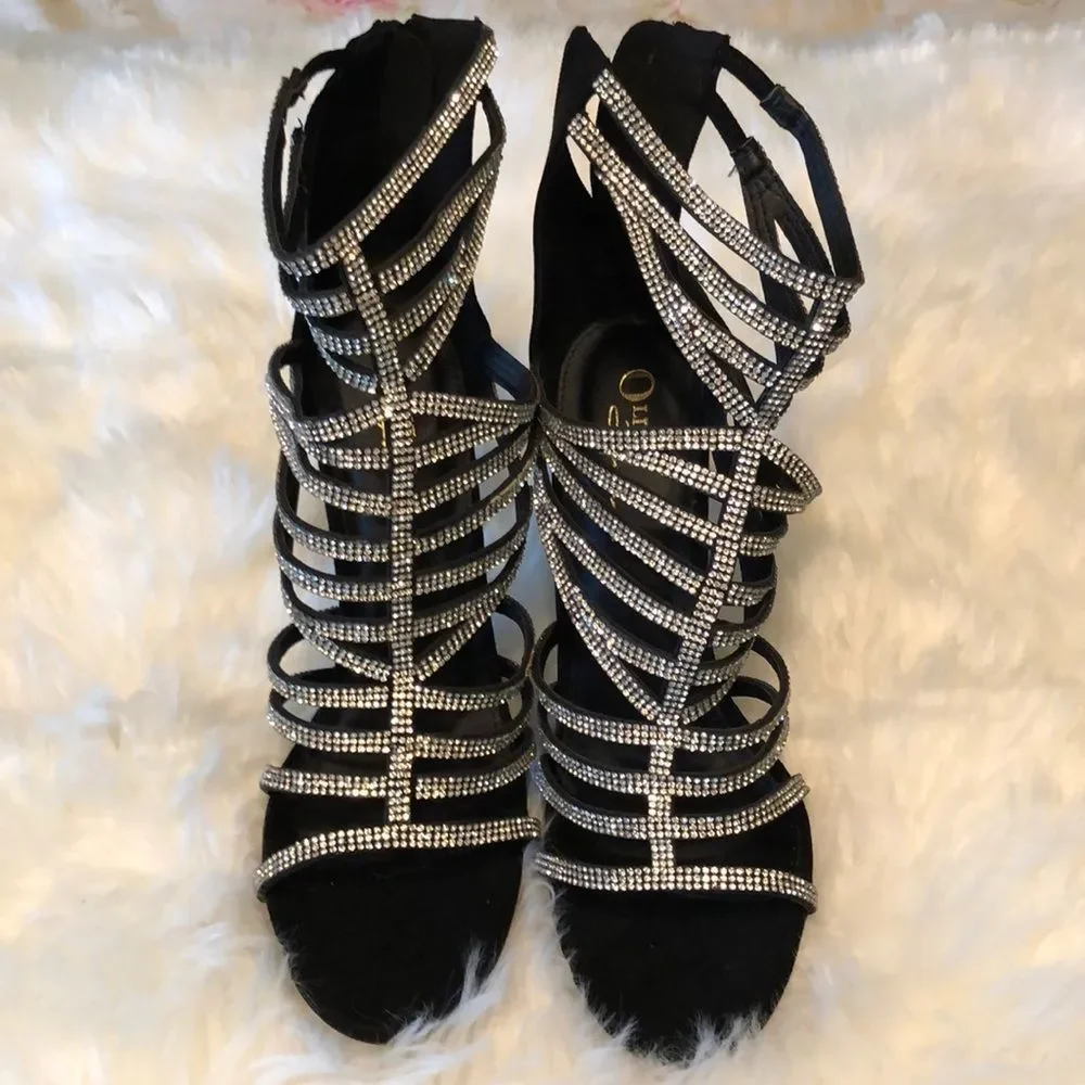 Olivia Ferguson Spike Heels Rhinestone Straps 10